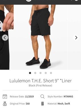 Lululemon T.H.E. Short 9" *Liner in Black